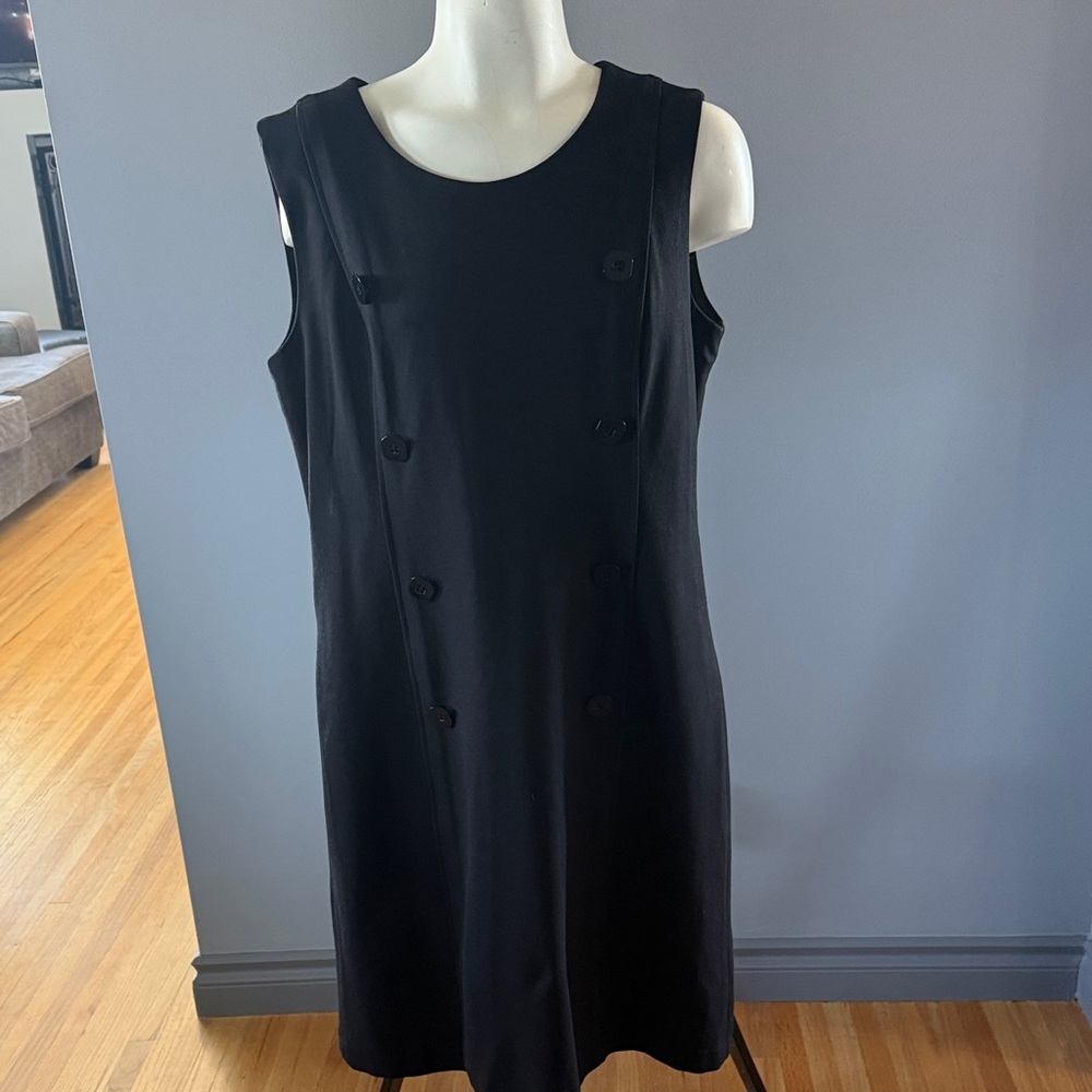 Chic Black Button-Detail Midi Dress
